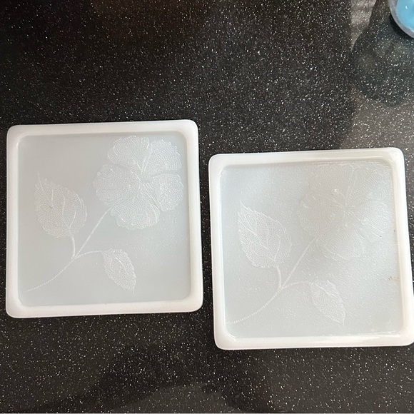 White Milk Glass Trivets - Picture 1 of 4